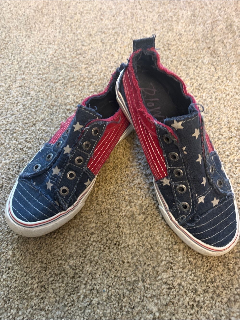 Women’s Blowfish Slip-On Star Print Canvas Sneakers in Blue & Red